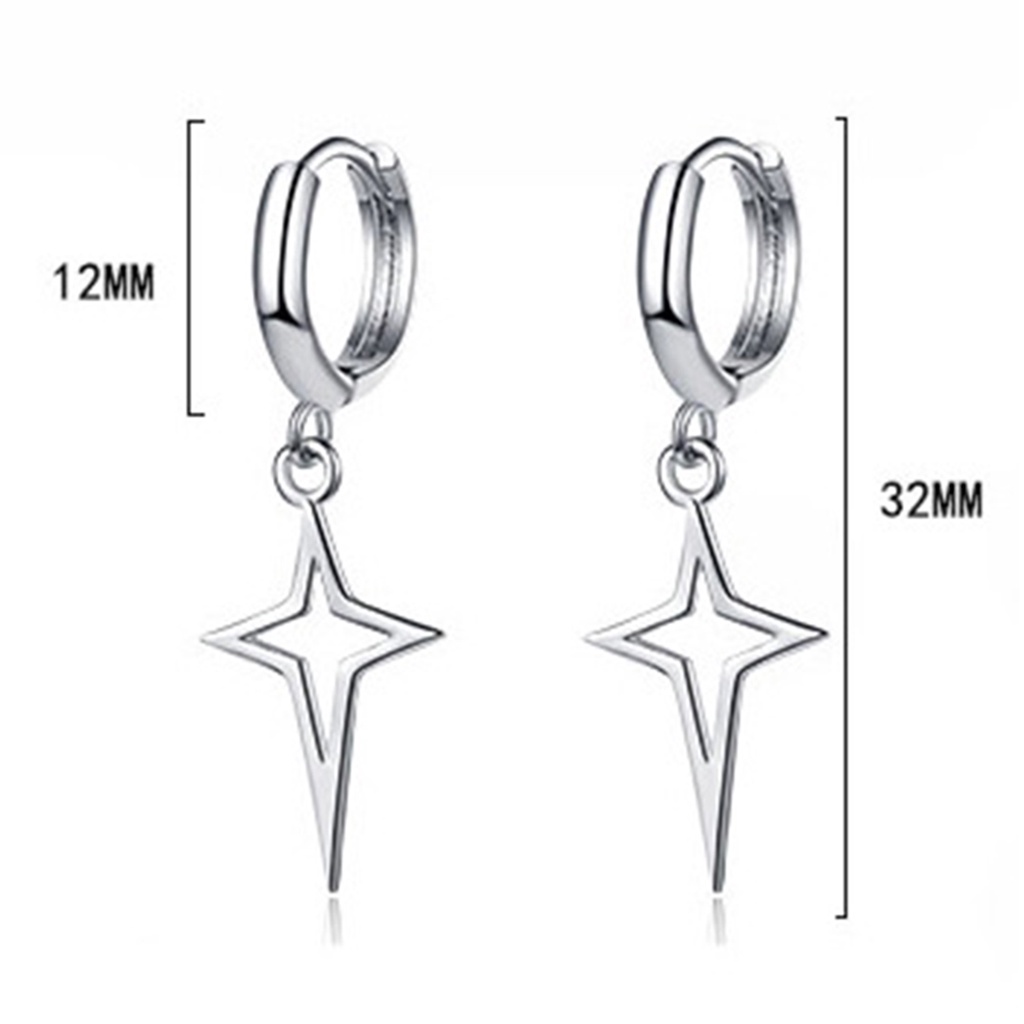 Hu Hu Hu Hu Hu Alat Bantu Pasang Kacamata♡ 1 Pasang Anting Bentuk Bintang Warna Solid Gaya Hip-hop Untuk Wanita