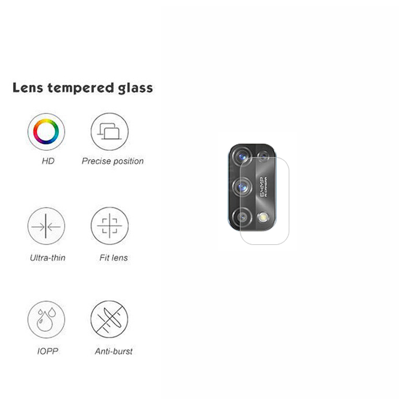 3-in-1 Tempered Glass Realme 8i 8 Pro C11 2021 C25 C15 C3 C12 C2 7 7I  6i / 6 Pro 5i 5 Pro 3 Pro Reno 4 Pro Reno 5 A12 A5S A3S A5 A9 2020 Camera Lens Back Film Screen Protector R&amp;J