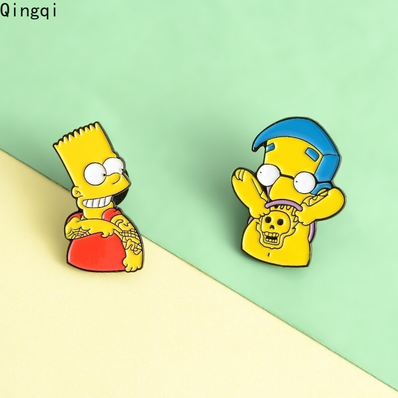 Bros Pin Enamel Desain Kartun Simpson Untuk Kerah Kemeja