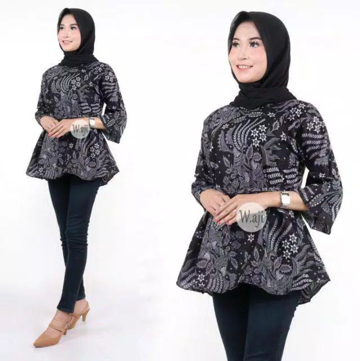 Batik Couple Keluarga - Sania Ruffle Ori Ndoro Jowi Dnt Sogan Motif Manggar Abu