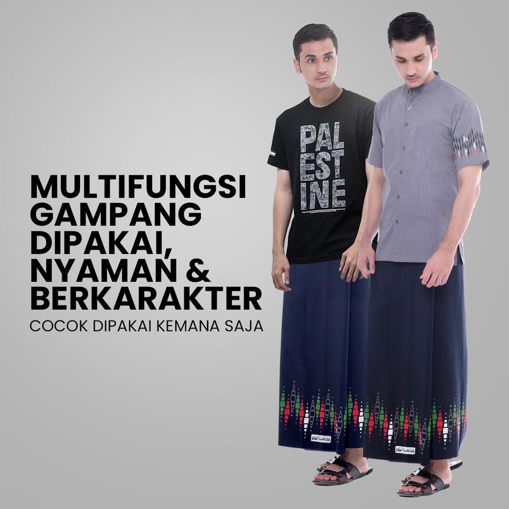 DISKON Sarung Rabbani AYUB Motif Palestina warna Hitam Biru Putih Kain Sarung Dewasa Rabani Palestin