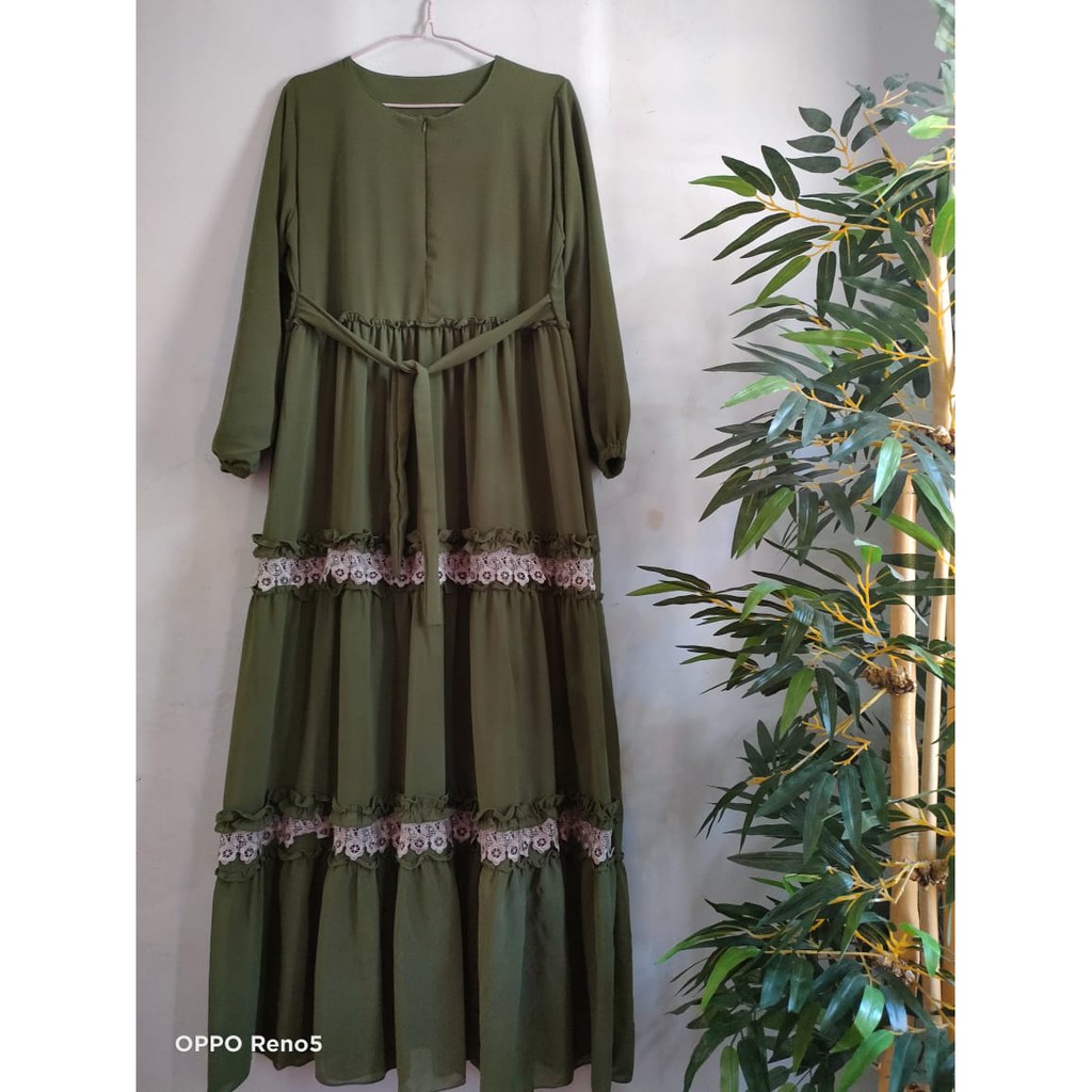 Gamis Ceruty Renda Kriwil / Gamis Saja / Gamis Terbaru 2021 / Gamis Terlaris Ceruty