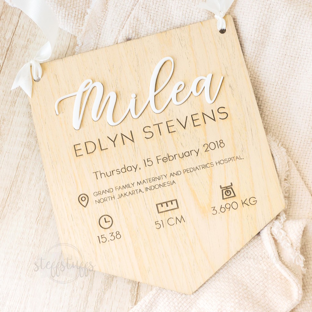 MILEA BABY BIODATA |  Biodata Bayi Wooden Baby Room Decor Nursery Decoration Announcement Newborn