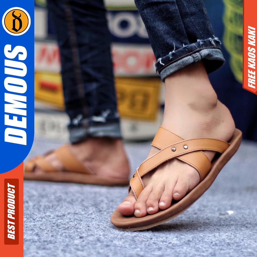 DEMOUS WIROS Sandal Jepit Kulit Asli