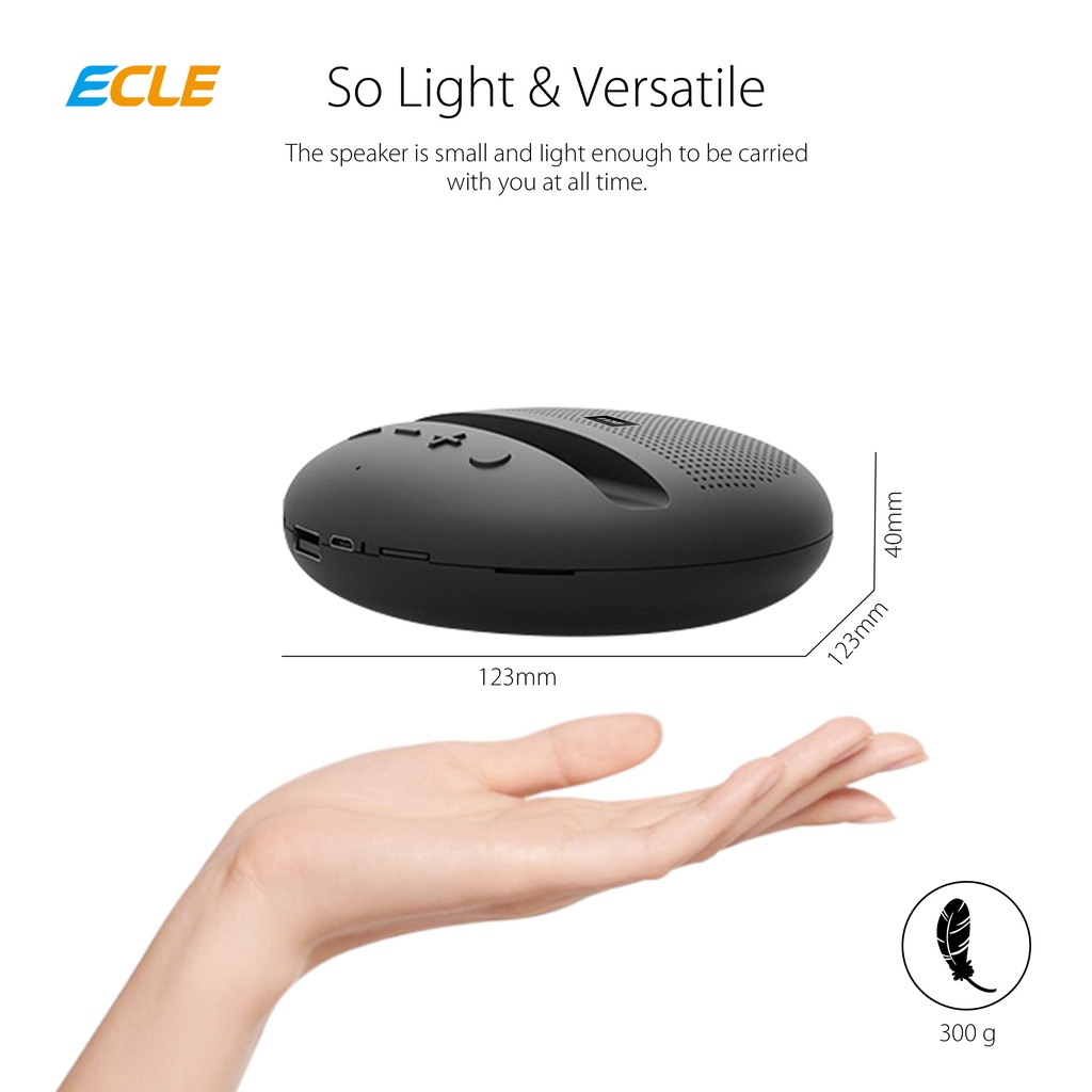 (HOT) ECLE BSE-1602 Round Speaker Bluetooth 1200 mAh Speaker Musik Portable Holder HP 2 in 1 Bass Audio-7