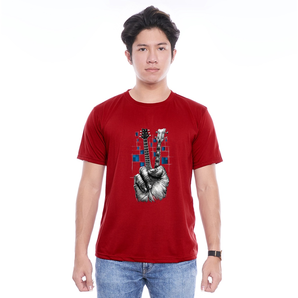 Kaos Oblong Pendek Gambar Gitar Tangan