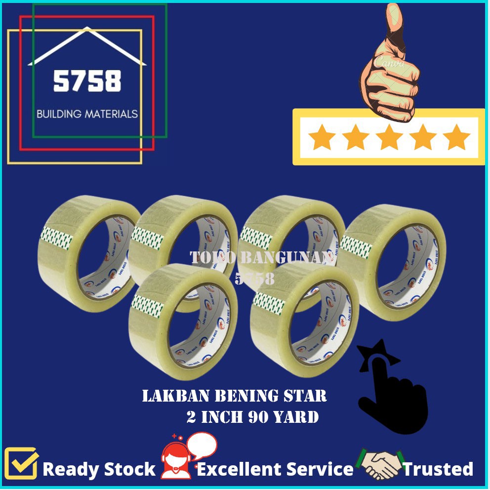 

IS STAR TAPE Lakban Isolasi Besar Bening Clear 2 Inch 48mm x 90yard Tabung