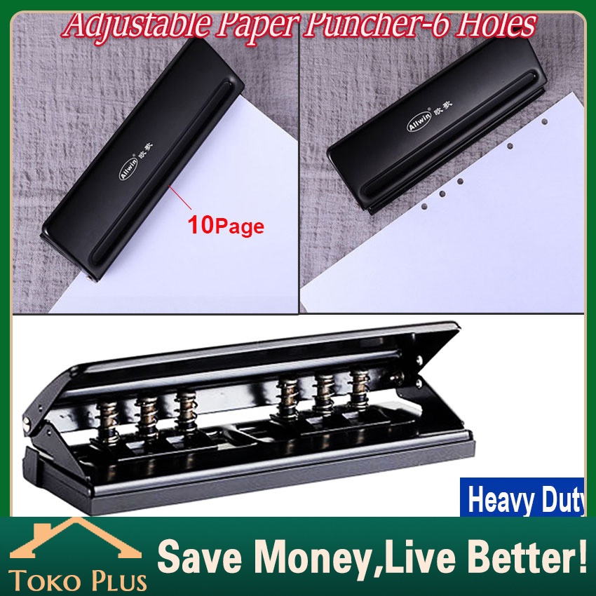 

Adjustable Pembolong Kertas 6 Hole Punch 5.5mm Perforator Alat Pelubang Utk A4 A5 B5 Notebook