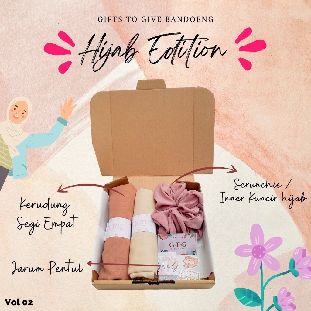 Hampers Lebaran Hijab Polos Segi Empat Square  / Hadiah / Paket Hijab Bella Square / Jilbab / Kerudu