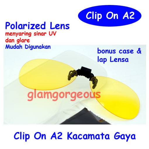 A2 Clip On Kacamata Gaya POLARIZED Lens Mengurangi pantulan cahaya