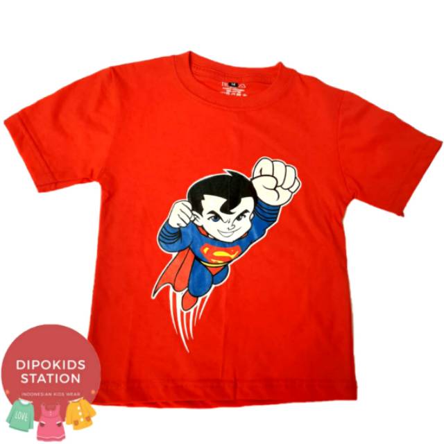  Grosir  Baju  Kaos Anak  Superman Merah CottonCombed 30s 