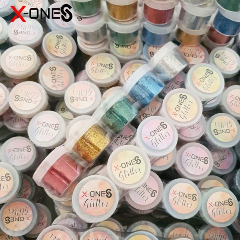 GLITER BUBUK WARNA X-ONE 1SET 5PCS/GLITER POWDER BUBUK WARNA