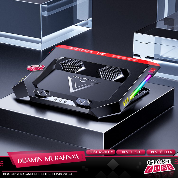 Gaming Cooling Pad Laptop Turbocharged Radiator LED Light 2 Fan
