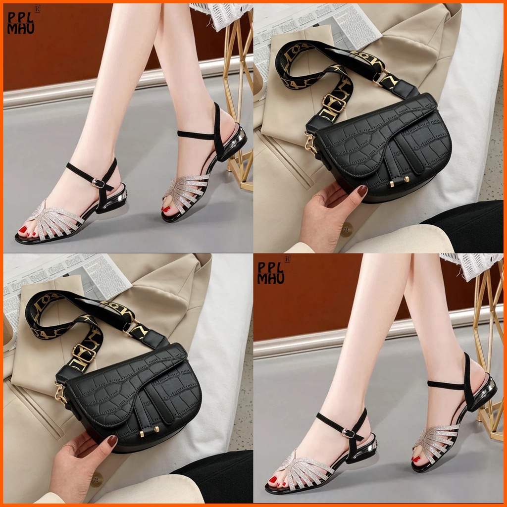 paket sandal wanita dts shop dan tas selempang buaya