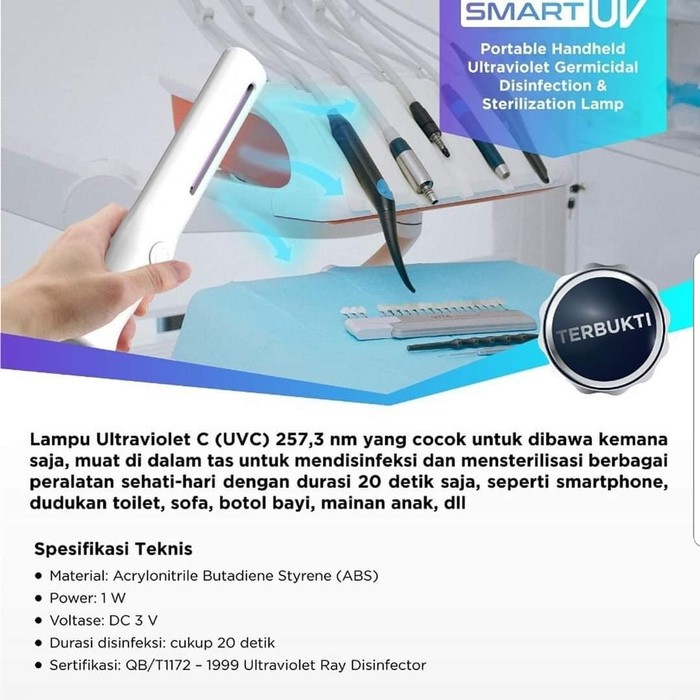 PORTABLE LAMPU SMARTUV/SMART UV MEMBUNUH VIRUS-BAKTERI-JAMUR-TUNGAU