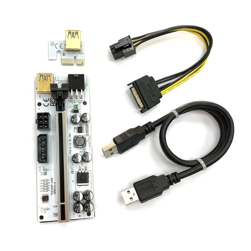 Btsg PCI-E Riser Card Whiteboard PCI-E 1X to16X 6Pin Kartu Riser USB3.0 Extension Cord