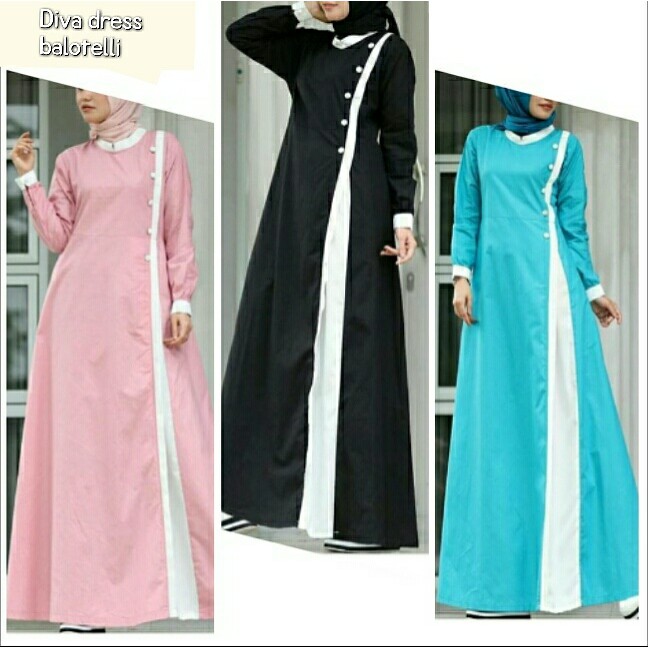 Baju Muslim Wanita Model Gamis Simple Modern Diva Dress Shopee Indonesia