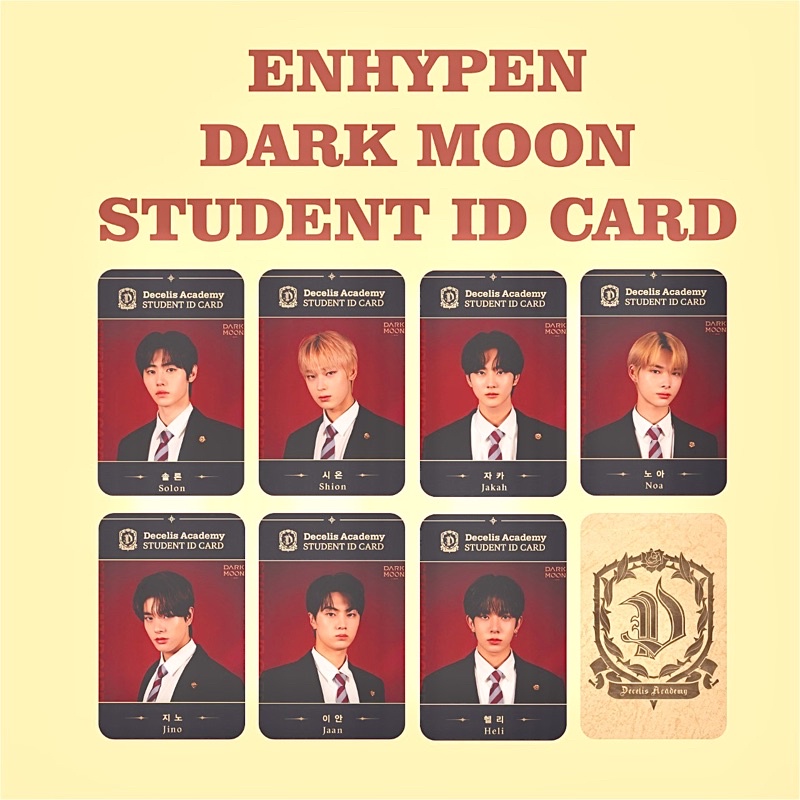 ENHYPEN DARK MOON DECELIS ACADEMY STUDENT ID CARD