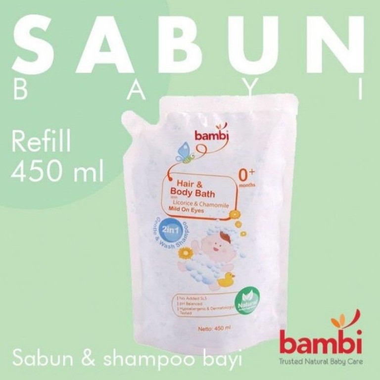 BAMBI Hair and Body Bath 450ml sabun mandi dan shampoo bayi