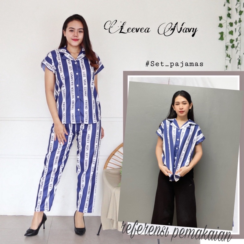 IZANY Piyama Daily ONE Set IZANY LD 104 cm / SET Izany Pajamas Banyak Motif-LEEVEA NAVY