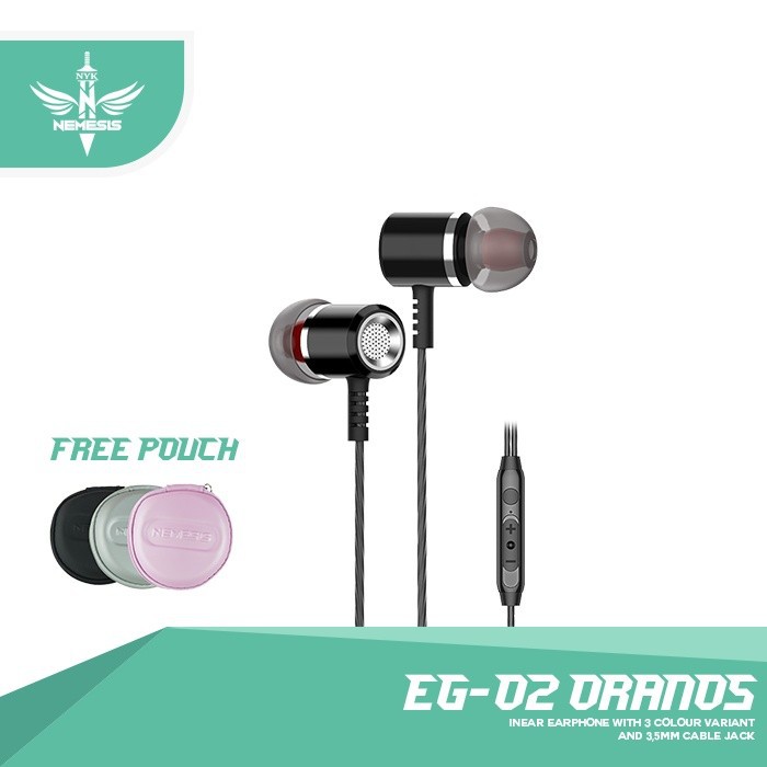 Earphone gaming NYK EG-02 ORANOS  bonus pouch suara ngglegar