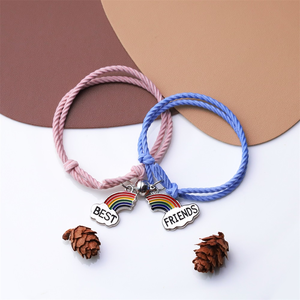 2pcs Sepasang Gelang Tali Karet Magnetik Pria dan Wanita Gelang Magnet