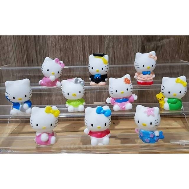 topper mainan karet hiasan kue ulang tahun 4cm pajangan mobil hello kitty mermaid isi 8