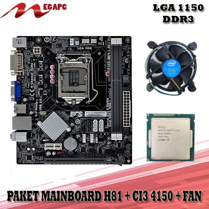 Paket Maiboard 1150 H81 DDR3 + CI3 4150 + FAN