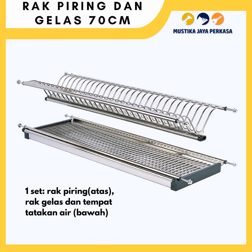 Rak Piring Dapur Atas 70 Cm Gantung Tempat Piring Kabinet Kitchen Set Stainless Steel Stainlis Gelas