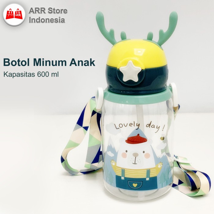 Botol Air Minum Sedotan Anak BPA Free Model Tanduk Rusa 600 ml