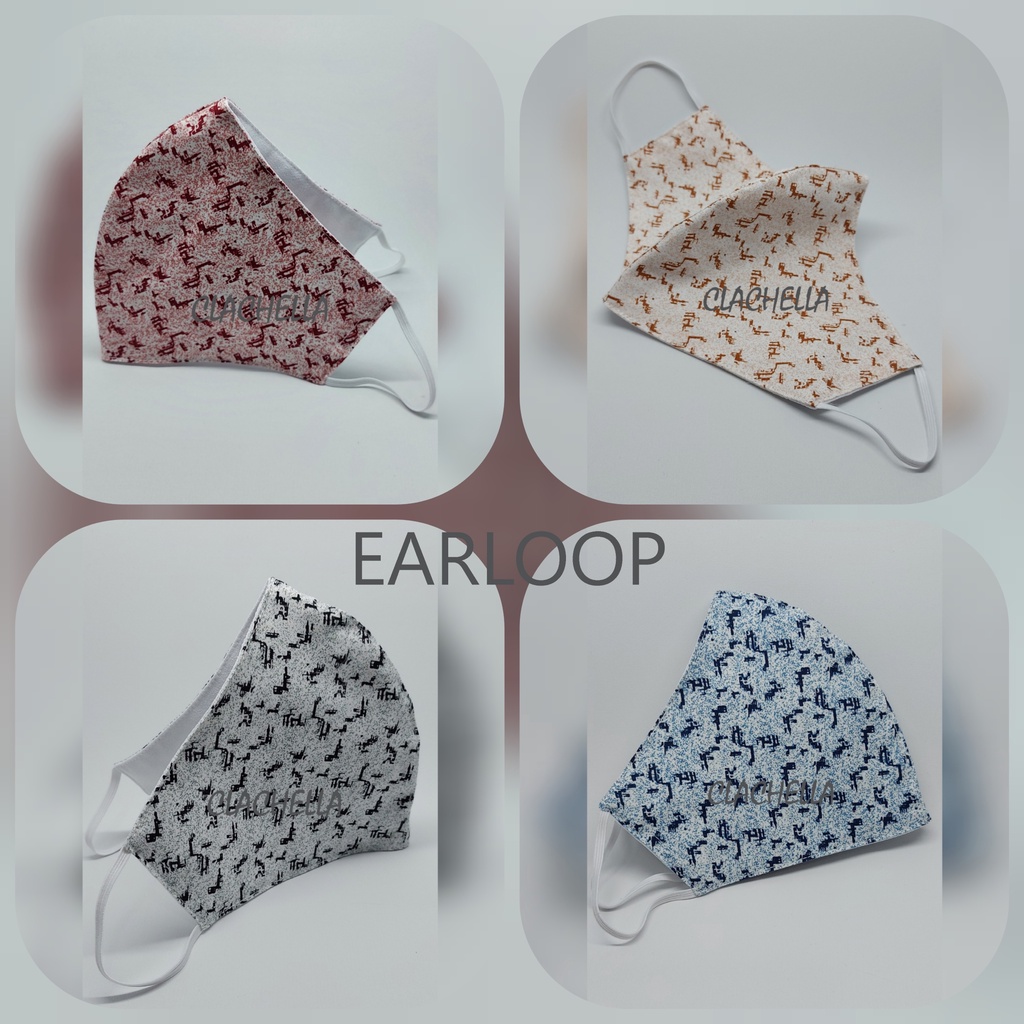 Clachella Masker Kain Motif Abstrak, Masker Kain 3 Lapis MS51U