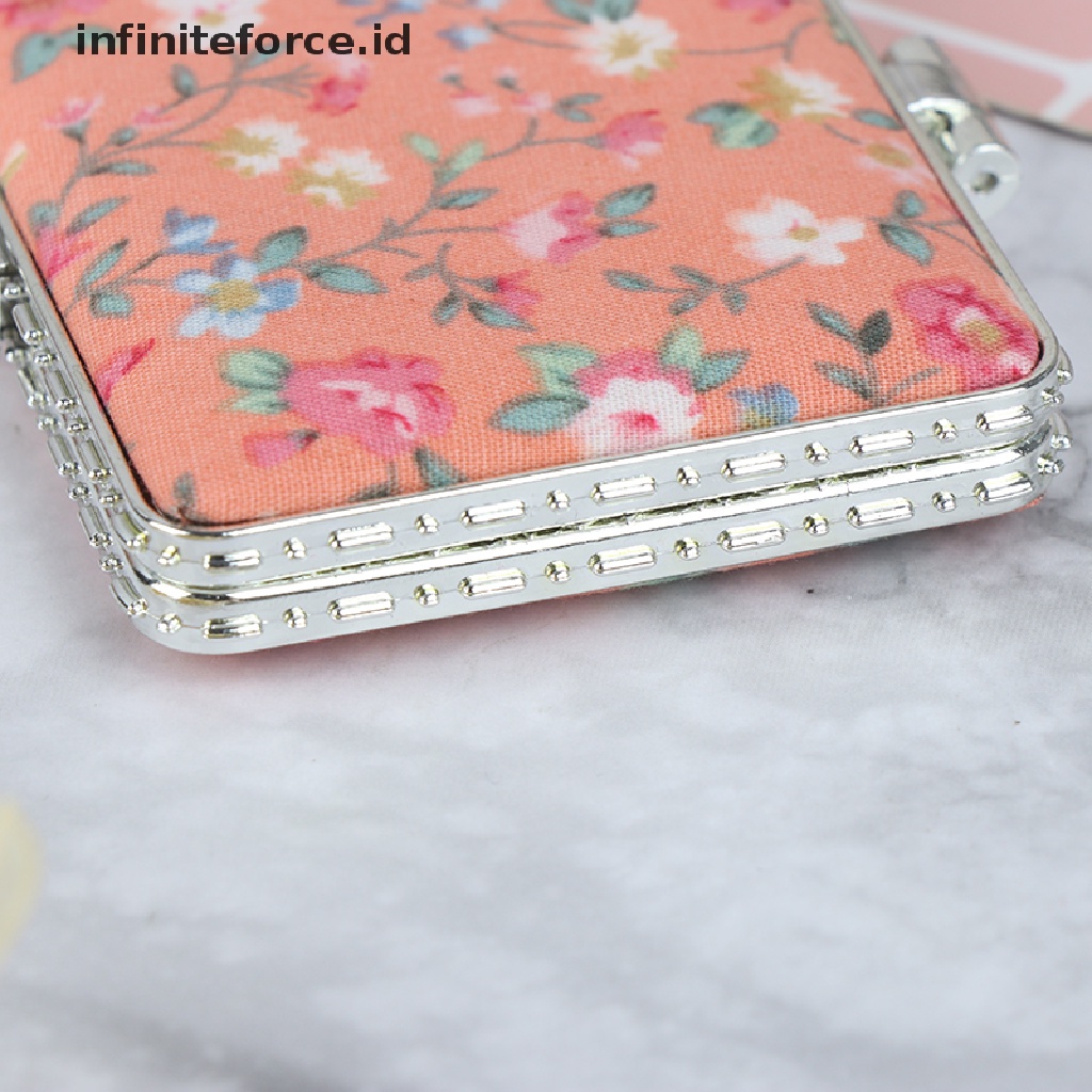 (Infiniteforce.Id) Cermin Lipat Dua Sisi Gaya Vintage Motif Bunga Untuk Makeup / Kosmetik Wanita