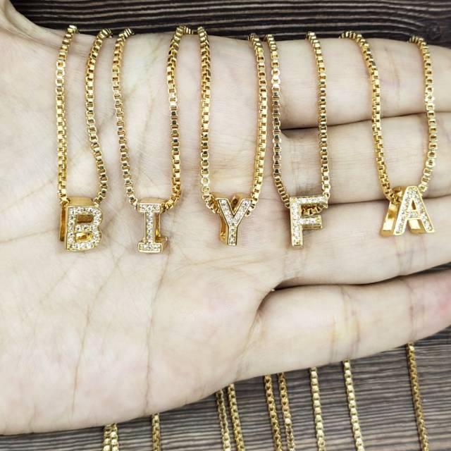 Fifi Fashion Kalung Huruf ABJD Inisial lapis emas