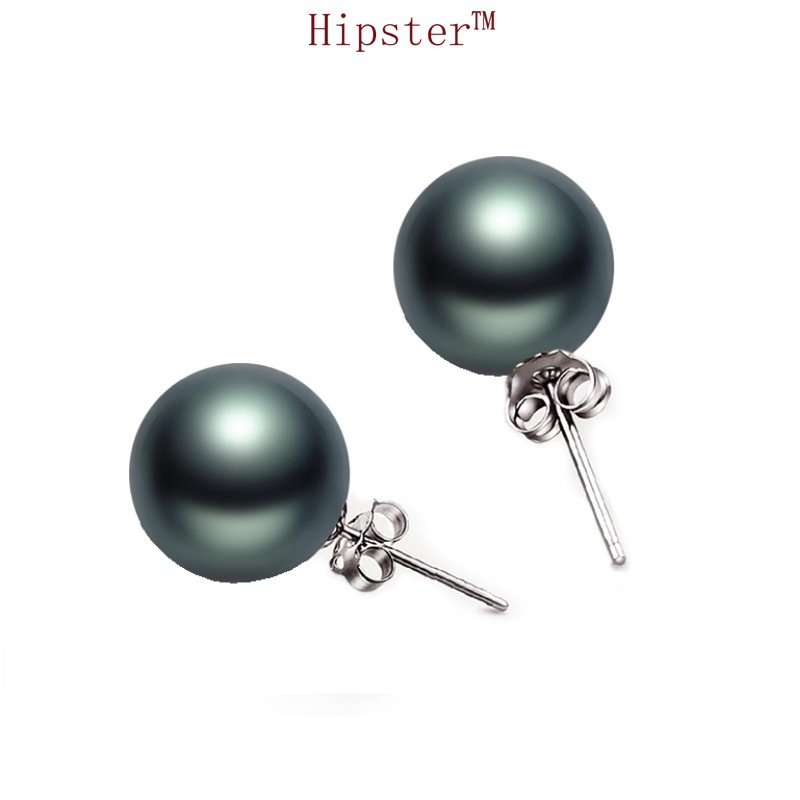 Hot Sale Fashion Temperament round Natural Freshwater Black Pearl Stud Earrings