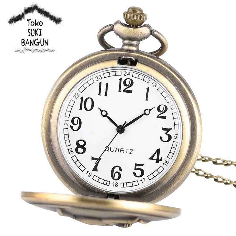 PW 005-008 BIG Pocket Watch Bronze Metal Pendant Chain Kalung Jam Saku