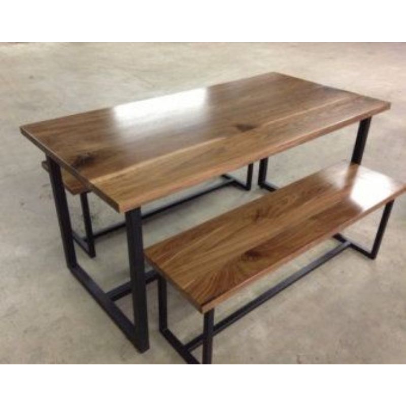 Set Kursi Makan Kayu Rangka Besi Set Kursi Makan Besi Set Kursi Cafe Kombinasi Besi