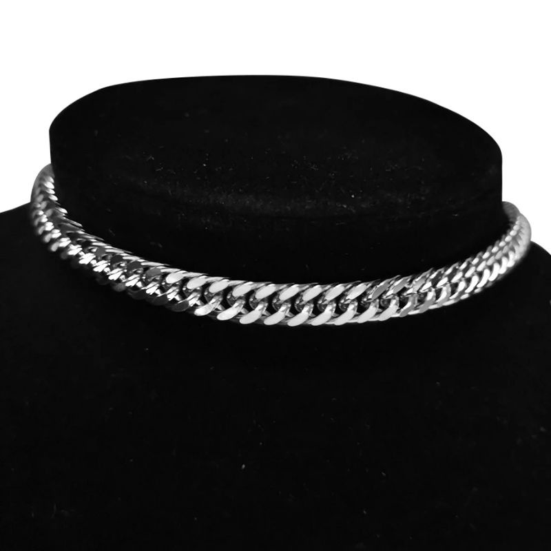 Kalung Titanium Pria Wanita Model Rantai Padat Anti Karat