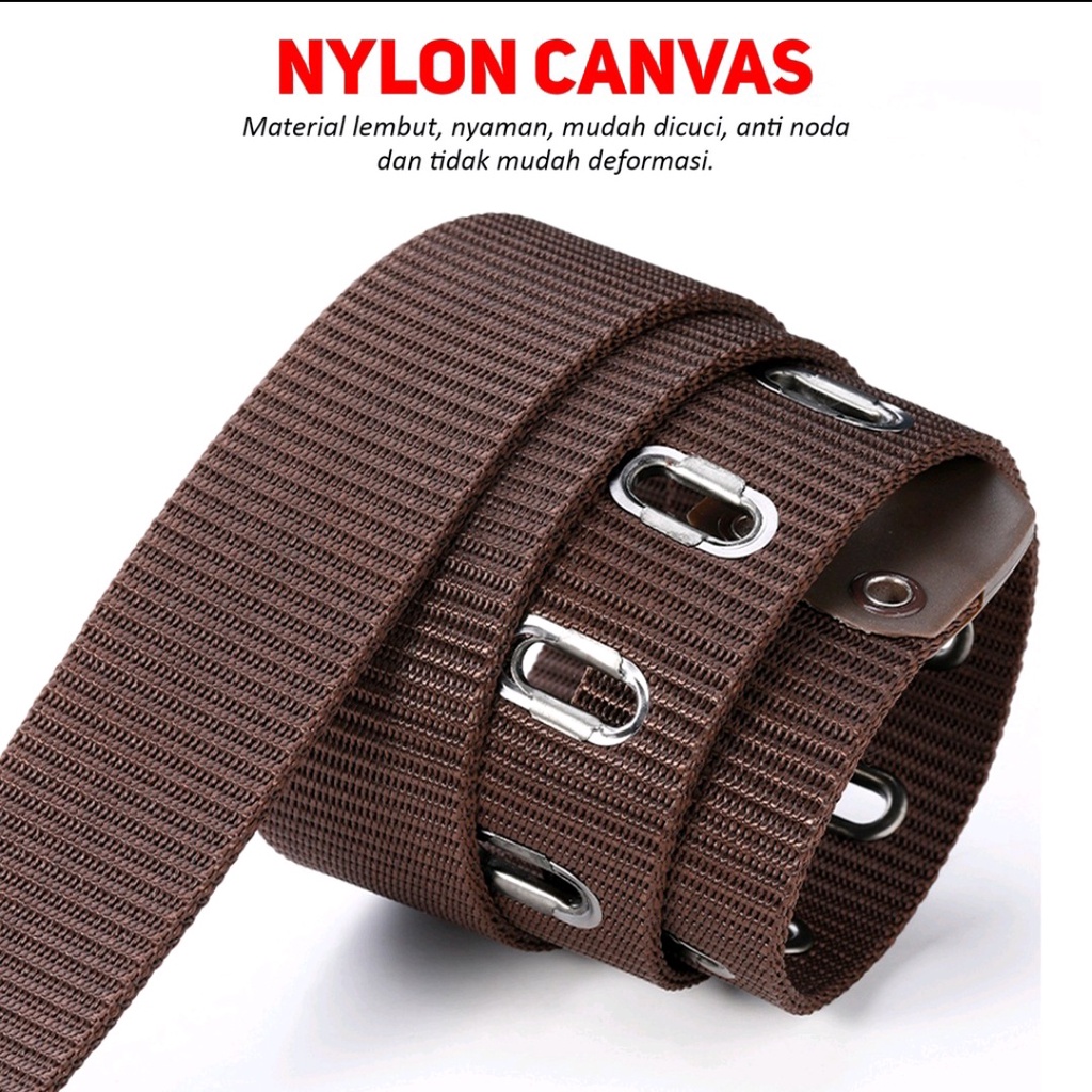 Gesper Ikat Pinggang BLEKHOKPRIA Men Belt Fashion Nylon Kanvas Blek-1