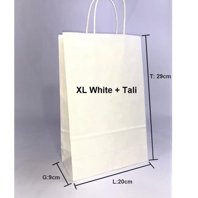 

Segera Pilih (10 Pcs) Paperbag SOS XL 20x9x29cm Putih + Tali