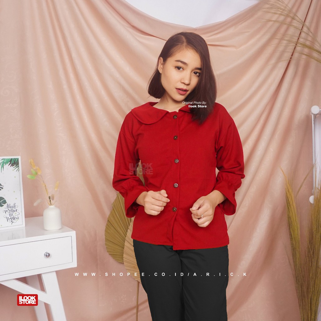 ilook | Tria Blouse | Blouse Wanita - Fit to L-Tria - Maroon