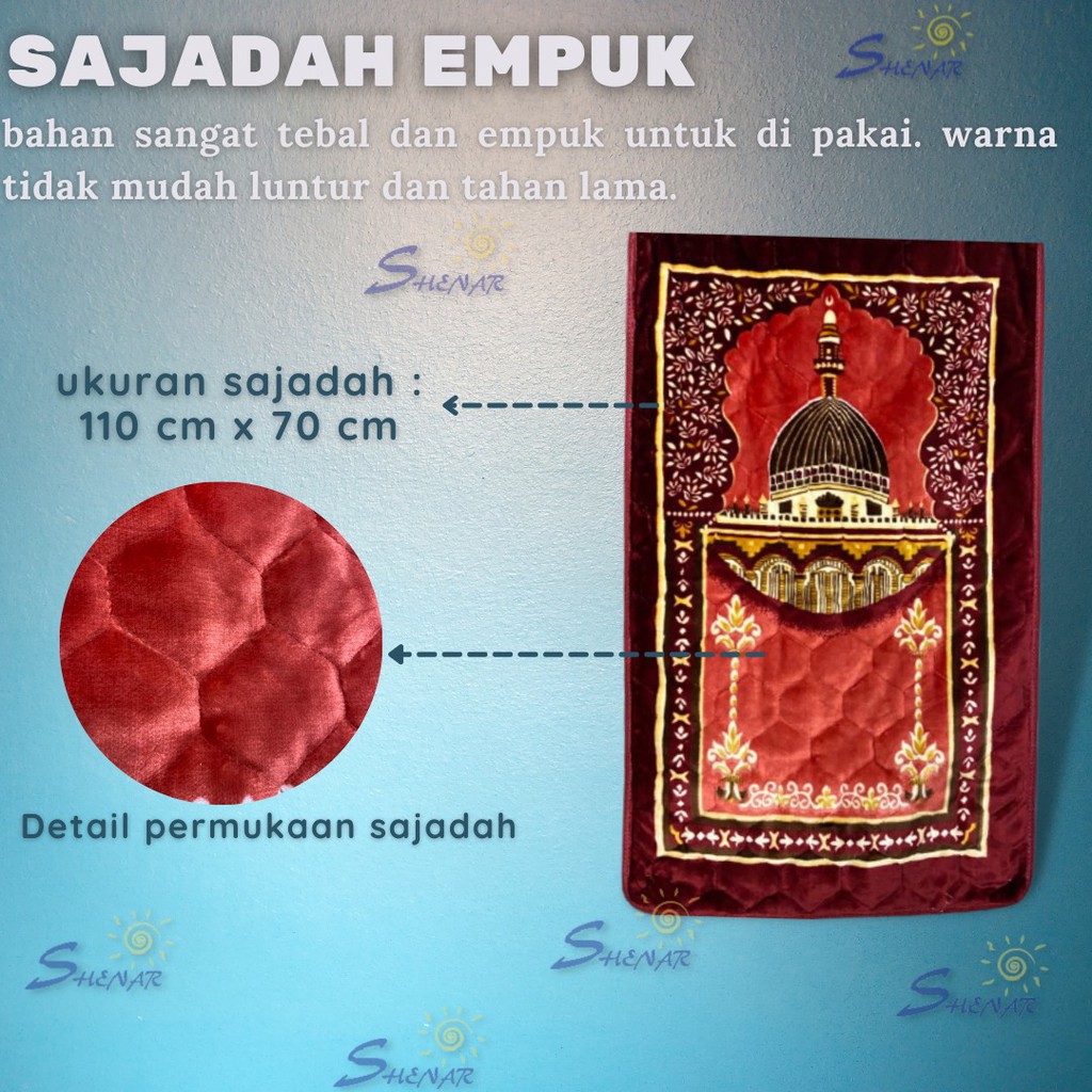 (2KG) SHENAR SAJADAH BULU HALUS UK 70X100 / SAJADAH OLEH-OLEH HAJI/OLEH-OLEH UMROH / SAJADAH BLUDRU