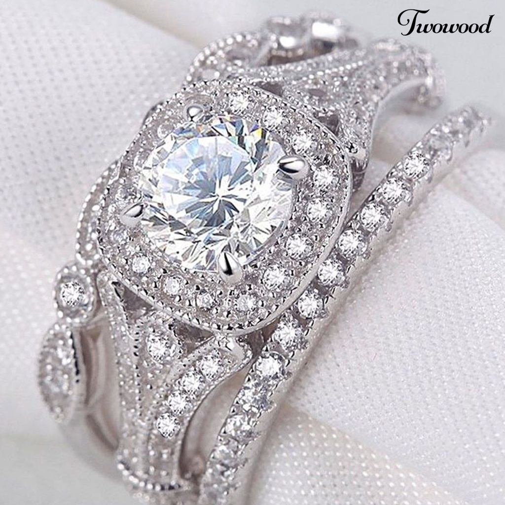 3pcs Cincin Jari Shiny Untuk Pertunangan Dan Pernikahan