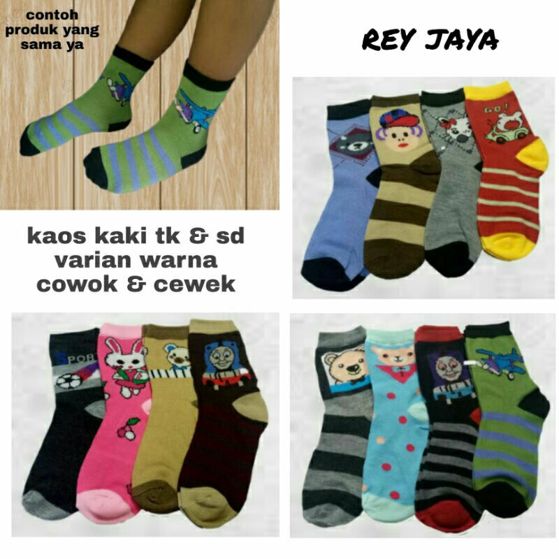 3 PASANG Kaos Kaki Anak TK Paud Motif Karakter Perempuan Laki Panjang Ter Murah Premium