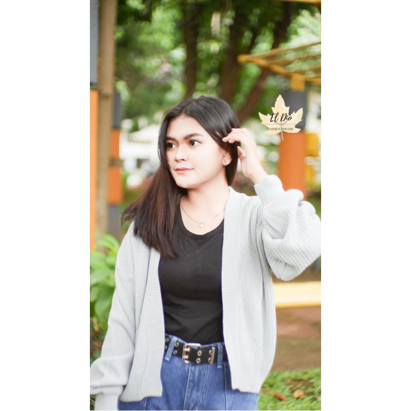 ELDIO CARDIGAN RAJUT OVERSIZE ALIVIA PREMIUM-Grey
