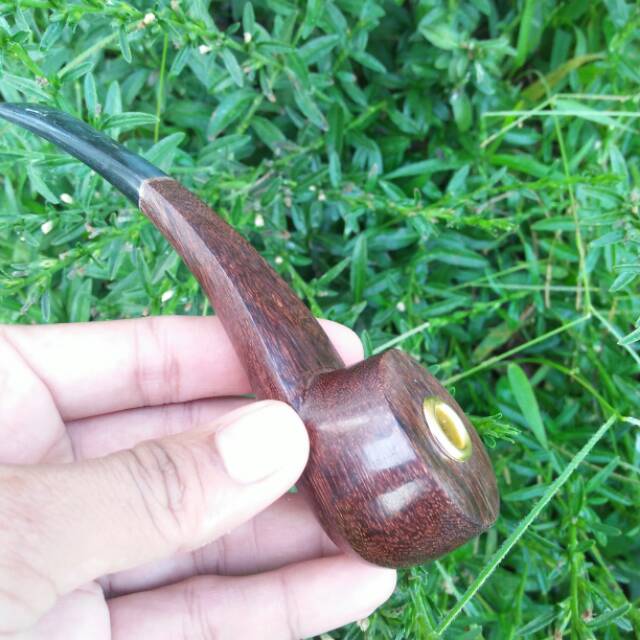 Cangklong murah kayu kombinasi tanduk once asli pipa rokok langka