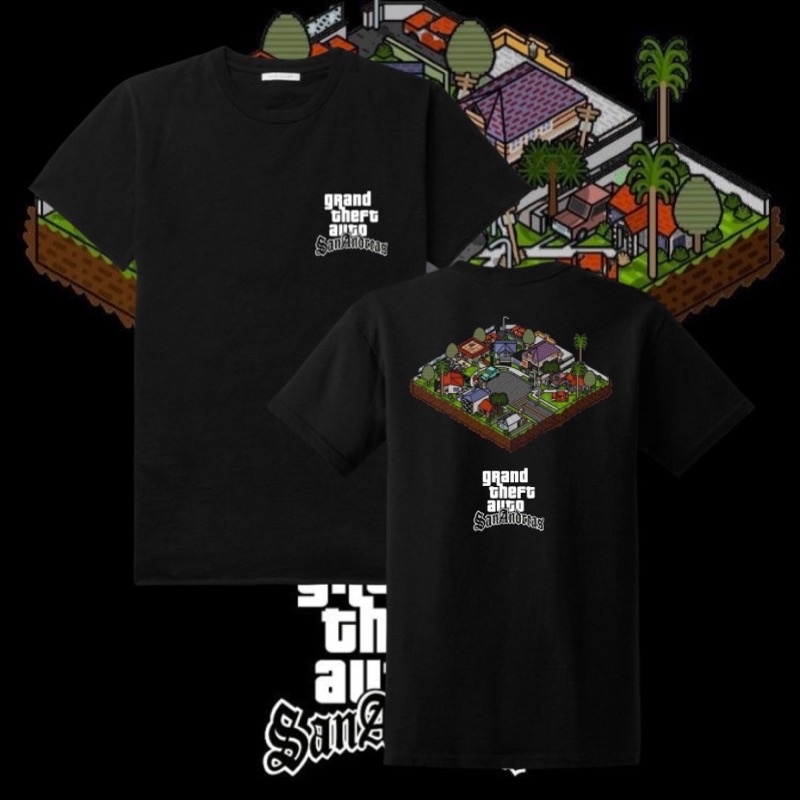KAOS BAJU GRAND THEFT AUTO SAN ANDREAS - TSHIRT GTA GAME SAN ANDREAS - DISTRO HITAM PRIA WANITA DEWA