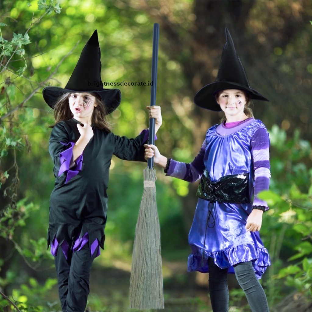 [birth] Halloween Witch Broom Plastic Witch Broomstick Broom Props Witch Broom [ID]