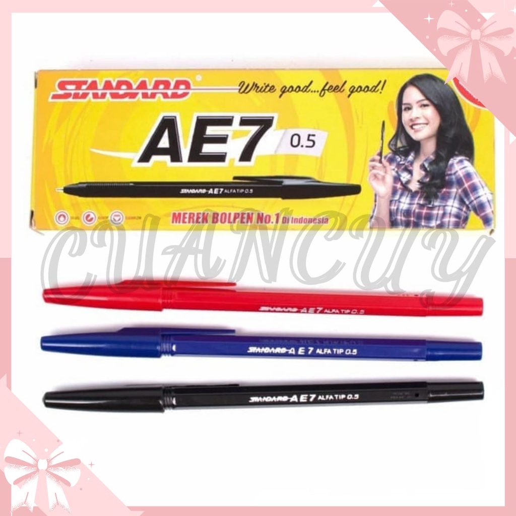 

Cuancuy - Pulpen Standard AE7 - 0.5 mm Ballpoint Standard Satuan Pen Standard Hitam Termurah