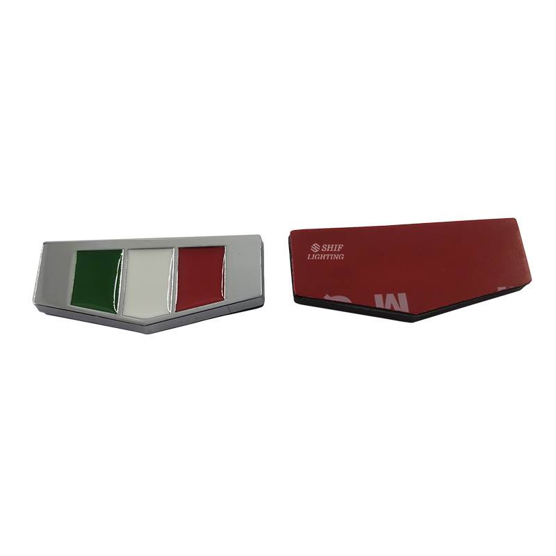 1 pair Metal Tri-Color ITALY National Flag Logo Car Auto Motor Decorative Side Rear Emblem Badge Sticker Decal