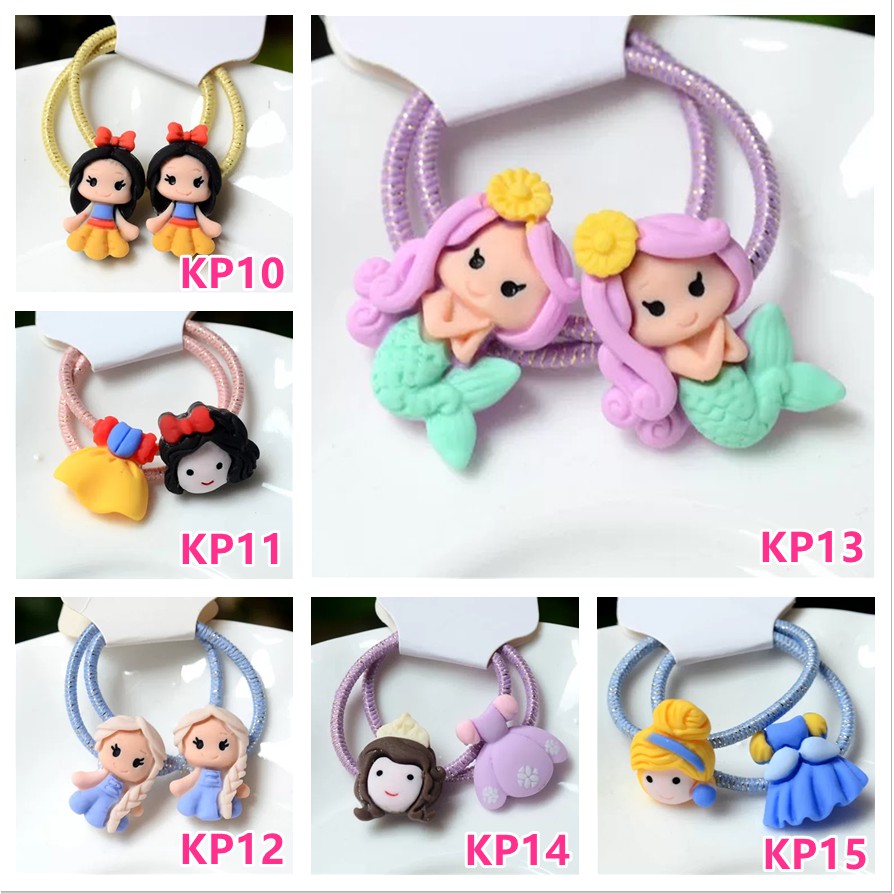 Ikat Karet Rambut Anak Disney Korea styel Motif Princess Elsa Frozen/Mermaid/Aurora/Snow White